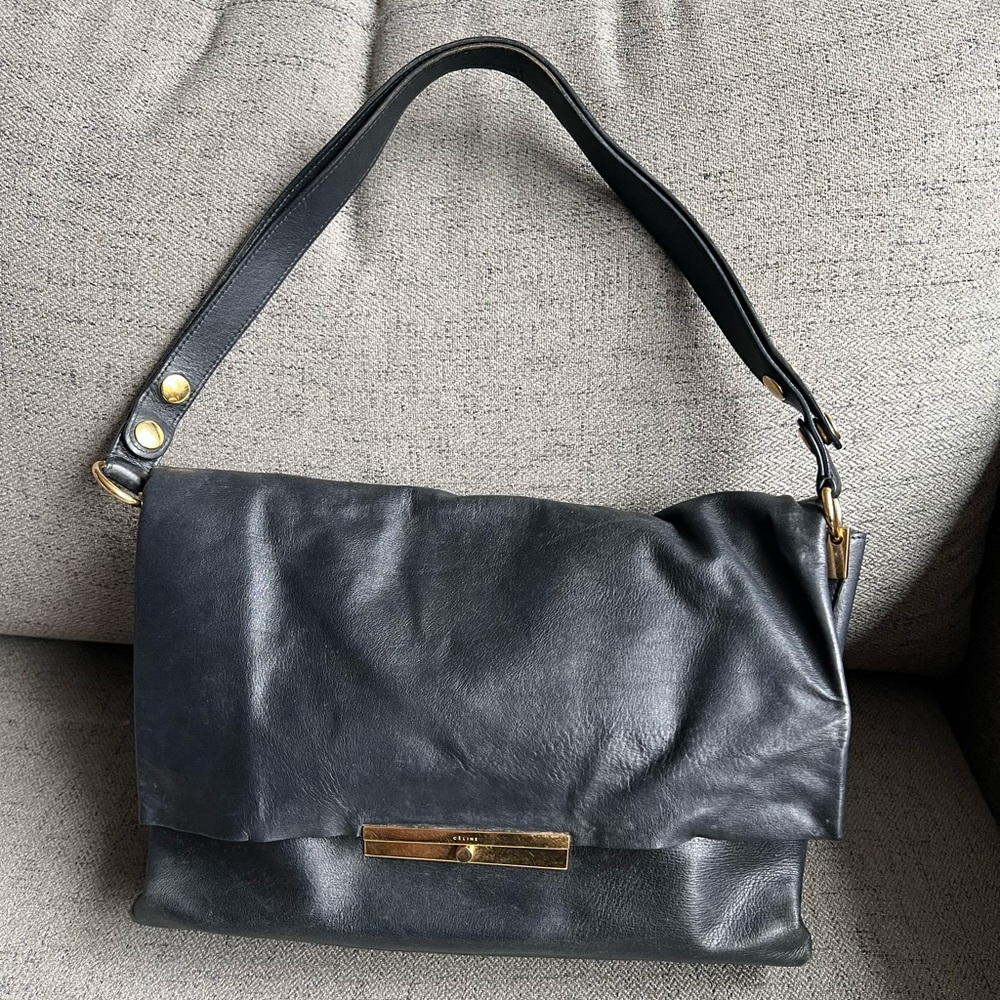 Celine Paris Black Leather Blade Bag